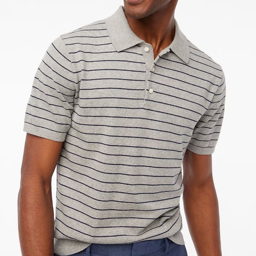 J. Crew Men's Striped Sweater-Polo 🆕 Size Large